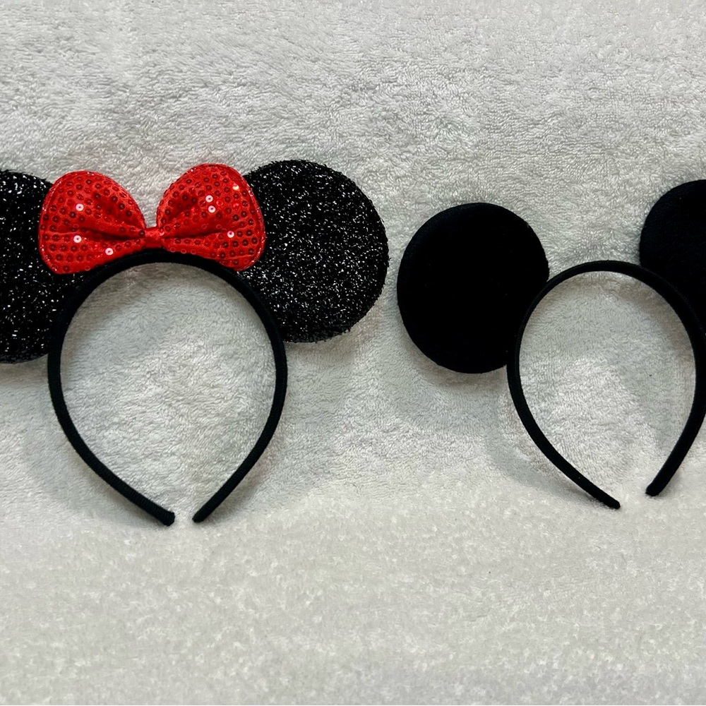 Disney Black sequin minnie Mickey mouse ears headband Party hair band sparkly